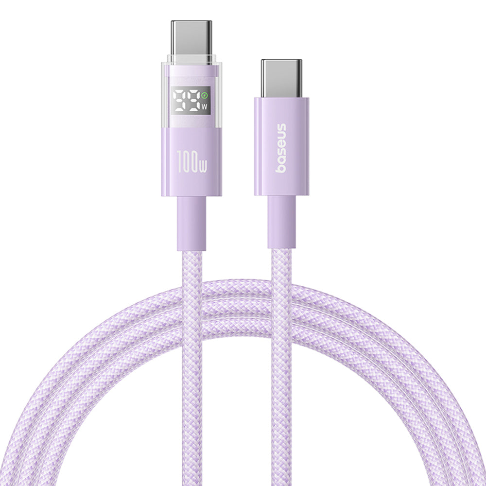 Cable de Datos y Carga USB-C - USB-C Baseus Display 2, 100W, 2m, Morado P10382702511-01