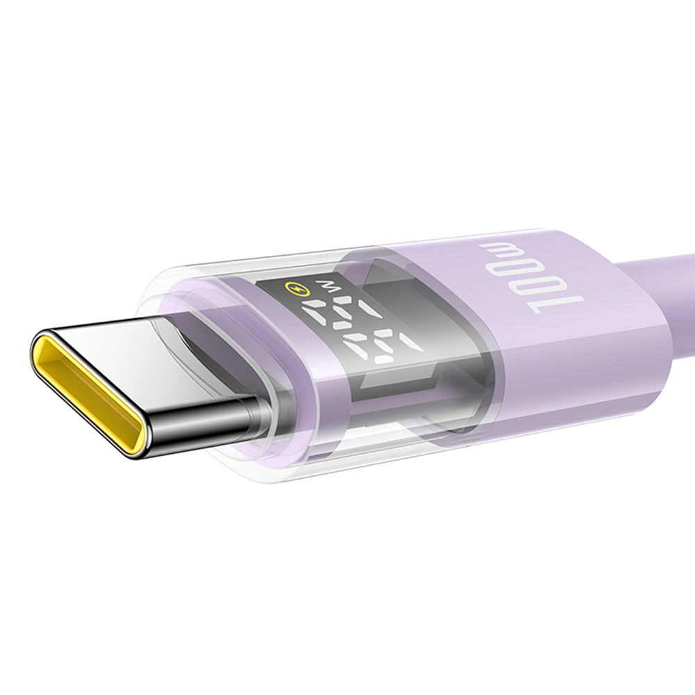 Cable de Datos y Carga USB-C - USB-C Baseus Display 2, 100W, 2m, Morado P10382702511-01