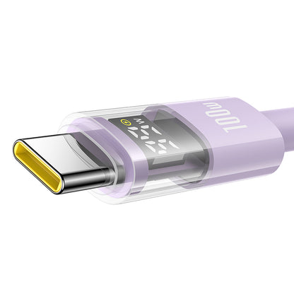 Cable de Datos y Carga USB-C - USB-C Baseus Display 2, 100W, 2m, Morado P10382702511-01