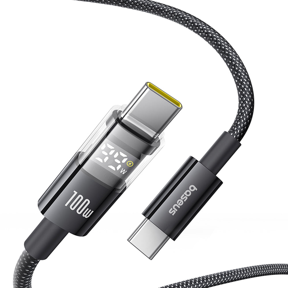 Cable de Datos y Carga USB-C - USB-C Baseus Display 2, 100W, 2m, Negro P10377706123-00