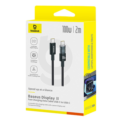 Cable de Datos y Carga USB-C - USB-C Baseus Display 2, 100W, 2m, Negro P10377706123-00