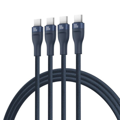 Cable de Carga USB-C - 3 x USB-C Baseus Flash Series III 3in1, 100W, 1.5m, Azul P10377503321-00