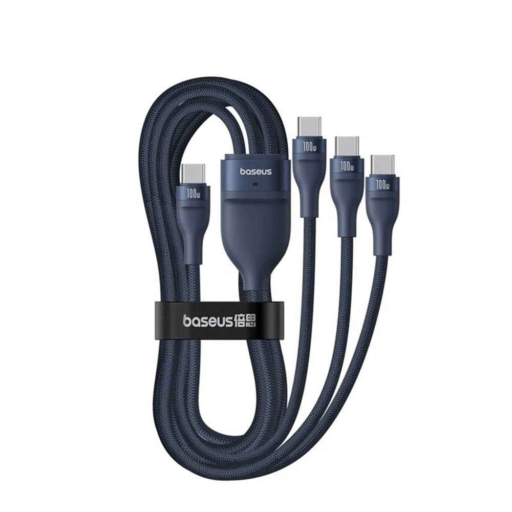 Cable de Carga USB-C - 3 x USB-C Baseus Flash Series III 3in1, 100W, 1.5m, Azul P10377503321-00