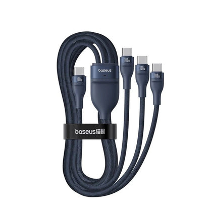 Cable de Carga USB-C - 3 x USB-C Baseus Flash Series III 3in1, 100W, 1.5m, Azul P10377503321-00
