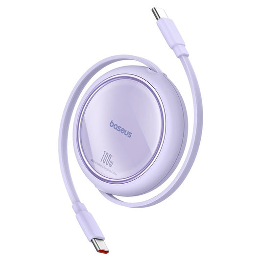 Cable de Datos y Carga USB-C - USB-C Baseus Free2Draw Mini Retráctil, 100W, 1m, Morado P10364500511-00
