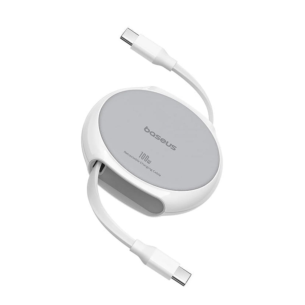 Cable de Datos y Carga USB-C - USB-C Baseus Pathfinder Retractable, 100W, 1m, Blanco P10368400211-00