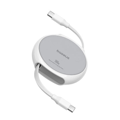 Cable de Datos y Carga USB-C - USB-C Baseus Pathfinder Retractable, 100W, 1m, Blanco P10368400211-00