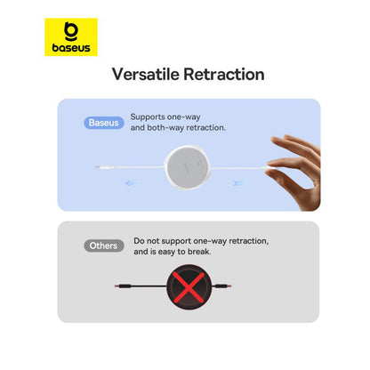 Cable de Datos y Carga USB-C - USB-C Baseus Pathfinder Retractable, 100W, 1m, Blanco P10368400211-00