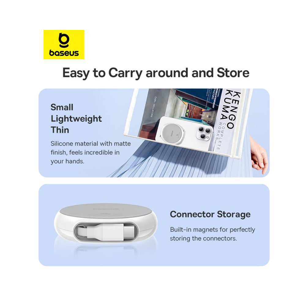 Cable de Datos y Carga USB-C - USB-C Baseus Pathfinder Retractable, 100W, 1m, Blanco P10368400211-00