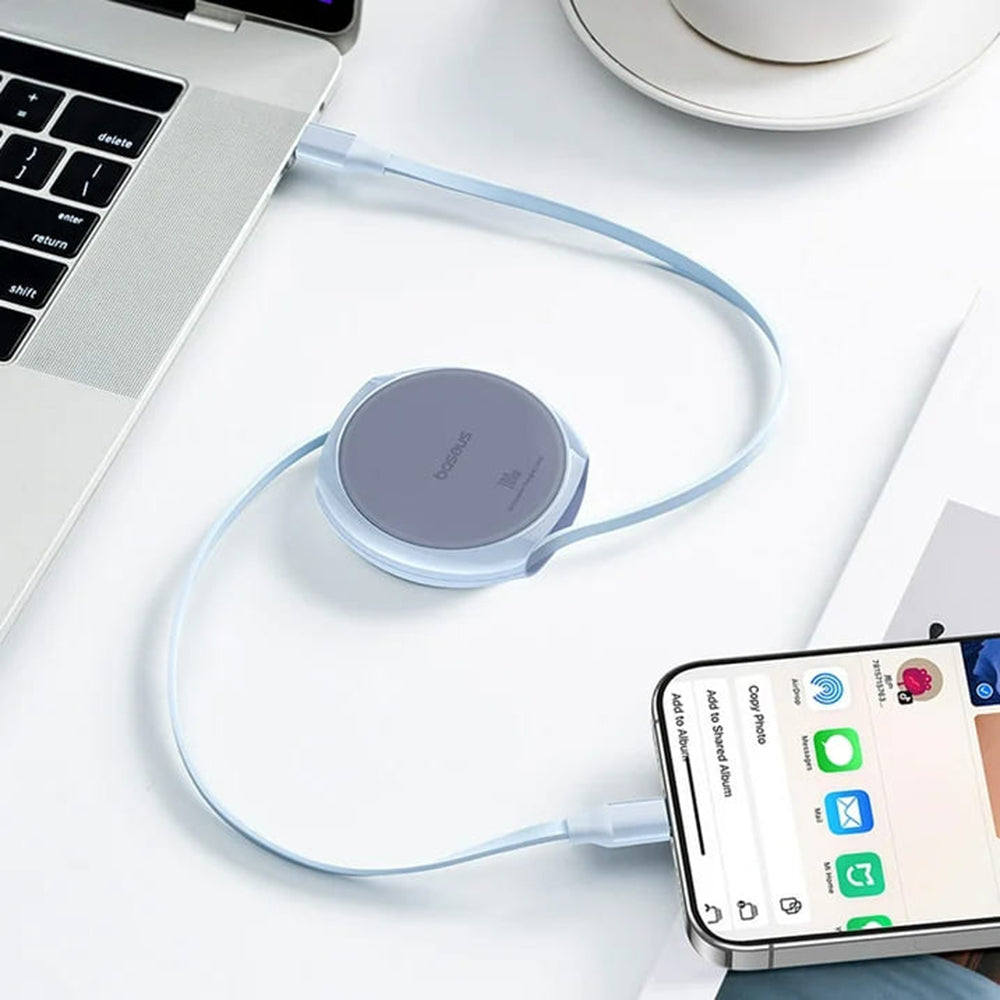 Cable de Datos y Carga USB-C - USB-C Baseus Pathfinder Retractable, 100W, 1m, Azul P10368400311-00