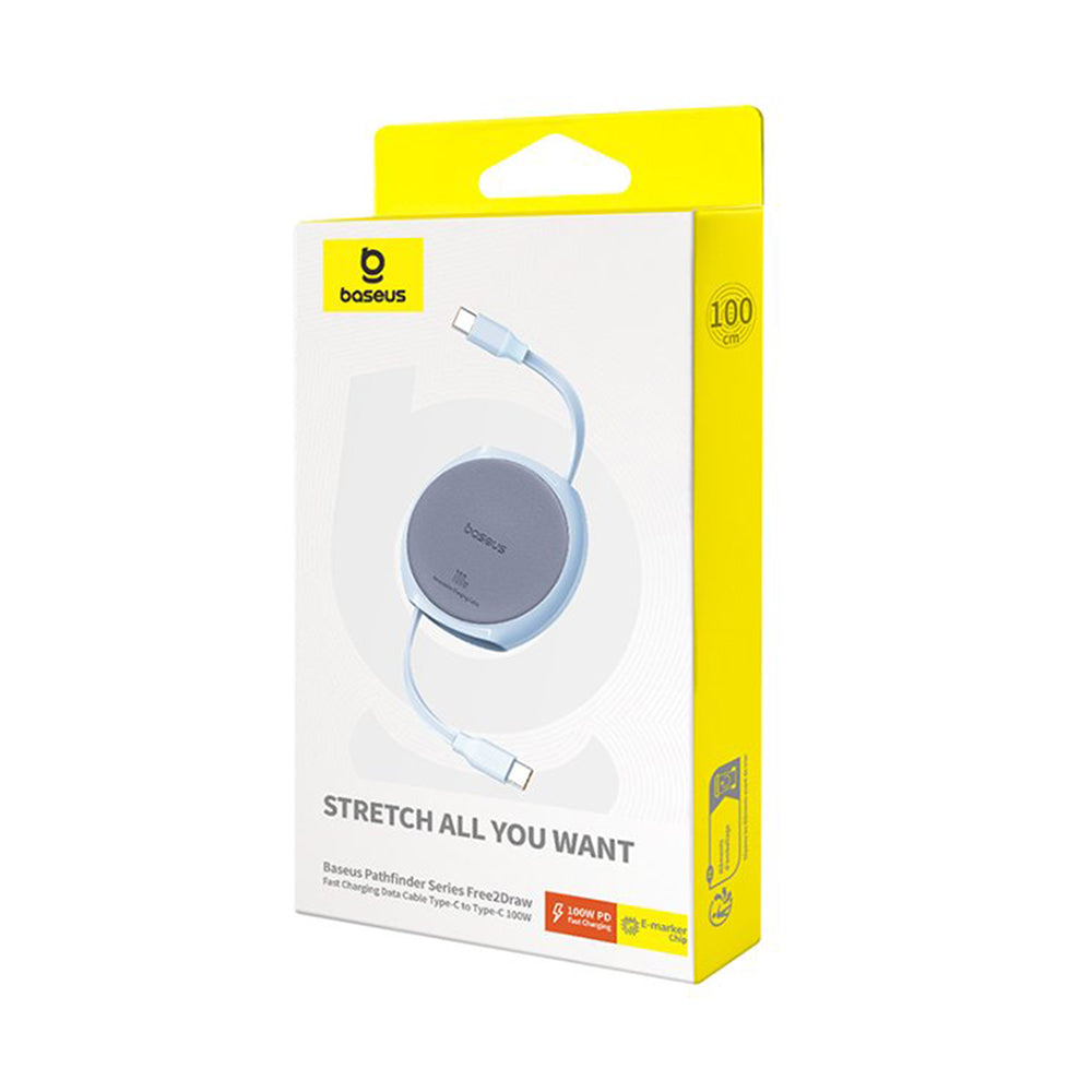 Cable de Datos y Carga USB-C - USB-C Baseus Pathfinder Retractable, 100W, 1m, Azul P10368400311-00