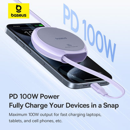 Cable de Datos y Carga USB-C - USB-C Baseus Pathfinder Retractable, 100W, 1m, Morado P10368400511-00