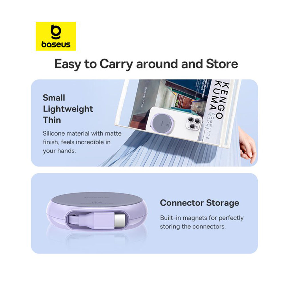 Cable de Datos y Carga USB-C - USB-C Baseus Pathfinder Retractable, 100W, 1m, Morado P10368400511-00