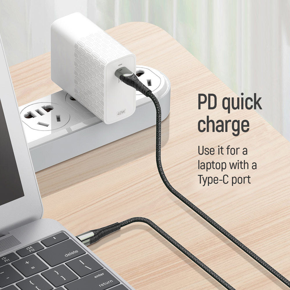 Cable de Datos y Carga USB-C - USB-C ColorWay CW-CBPDCC040, 65W, 1m, Gris