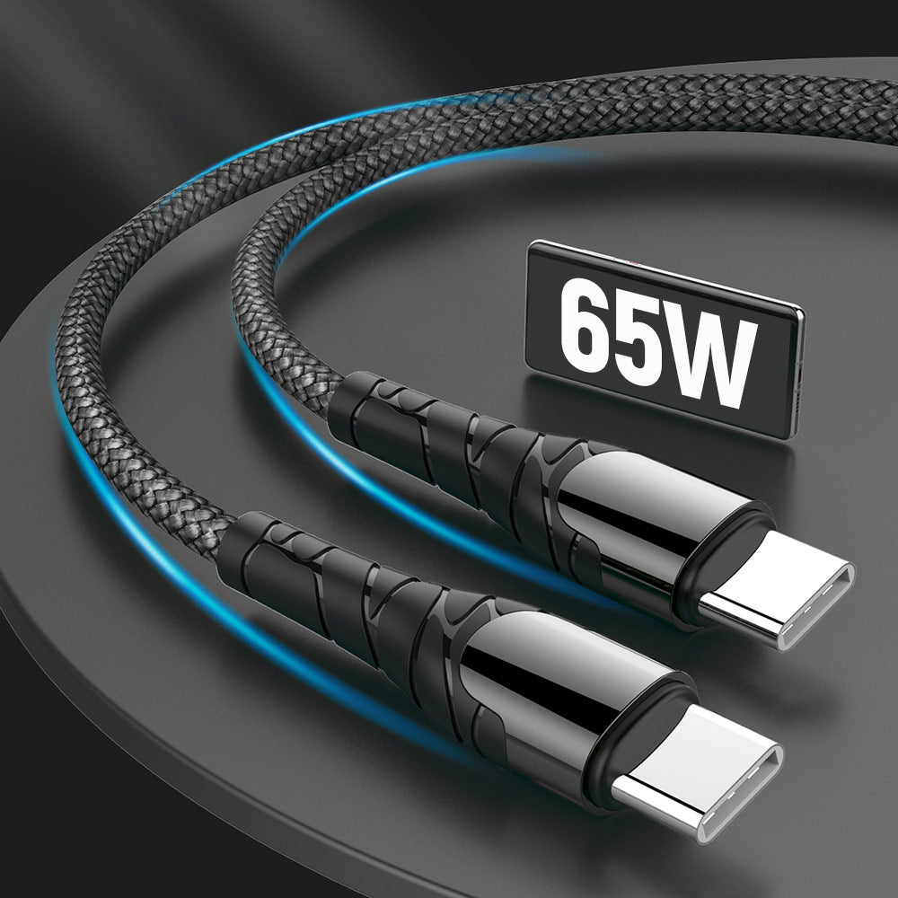 Cable de Datos y Carga USB-C - USB-C ColorWay CW-CBPDCC040, 65W, 1m, Gris
