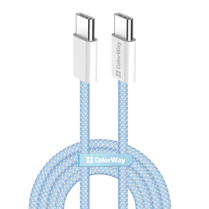 Cable de Datos y Carga USB-C - USB-C ColorWay CW-CBPDCC061, 60W, 1m, Azul