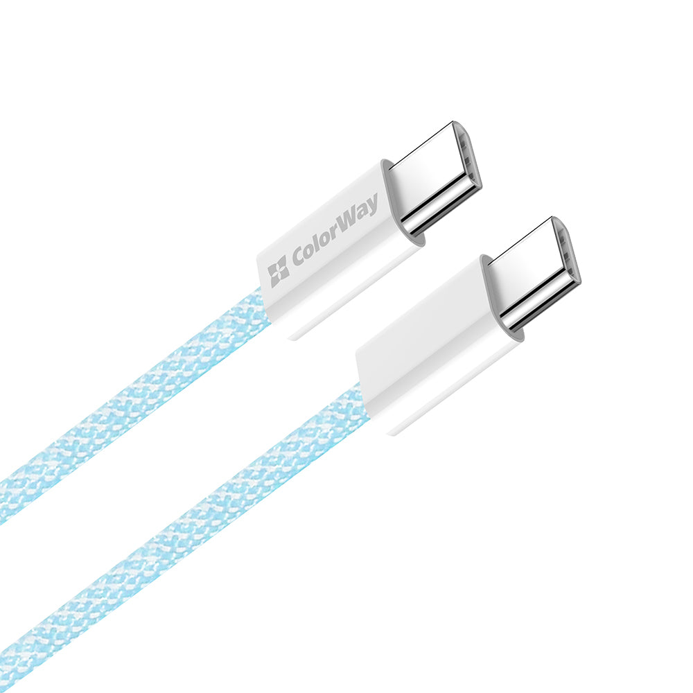 Cable de Datos y Carga USB-C - USB-C ColorWay CW-CBPDCC061, 60W, 1m, Azul
