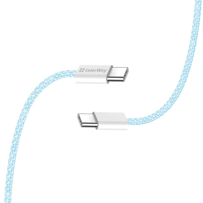 Cable de Datos y Carga USB-C - USB-C ColorWay CW-CBPDCC061, 60W, 1m, Azul