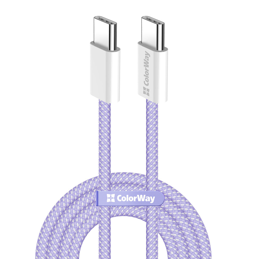 Cable de Datos y Carga USB-C - USB-C ColorWay CW-CBPDCC061, 60W, 1m, Morado