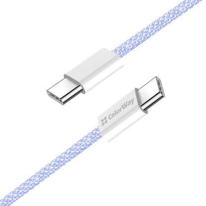 Cable de Datos y Carga USB-C - USB-C ColorWay CW-CBPDCC061, 60W, 1m, Morado