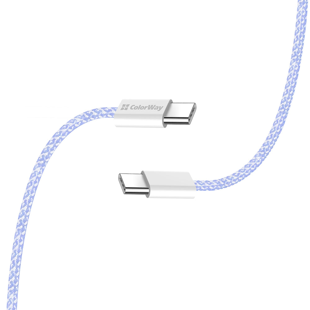 Cable de Datos y Carga USB-C - USB-C ColorWay CW-CBPDCC061, 60W, 1m, Morado