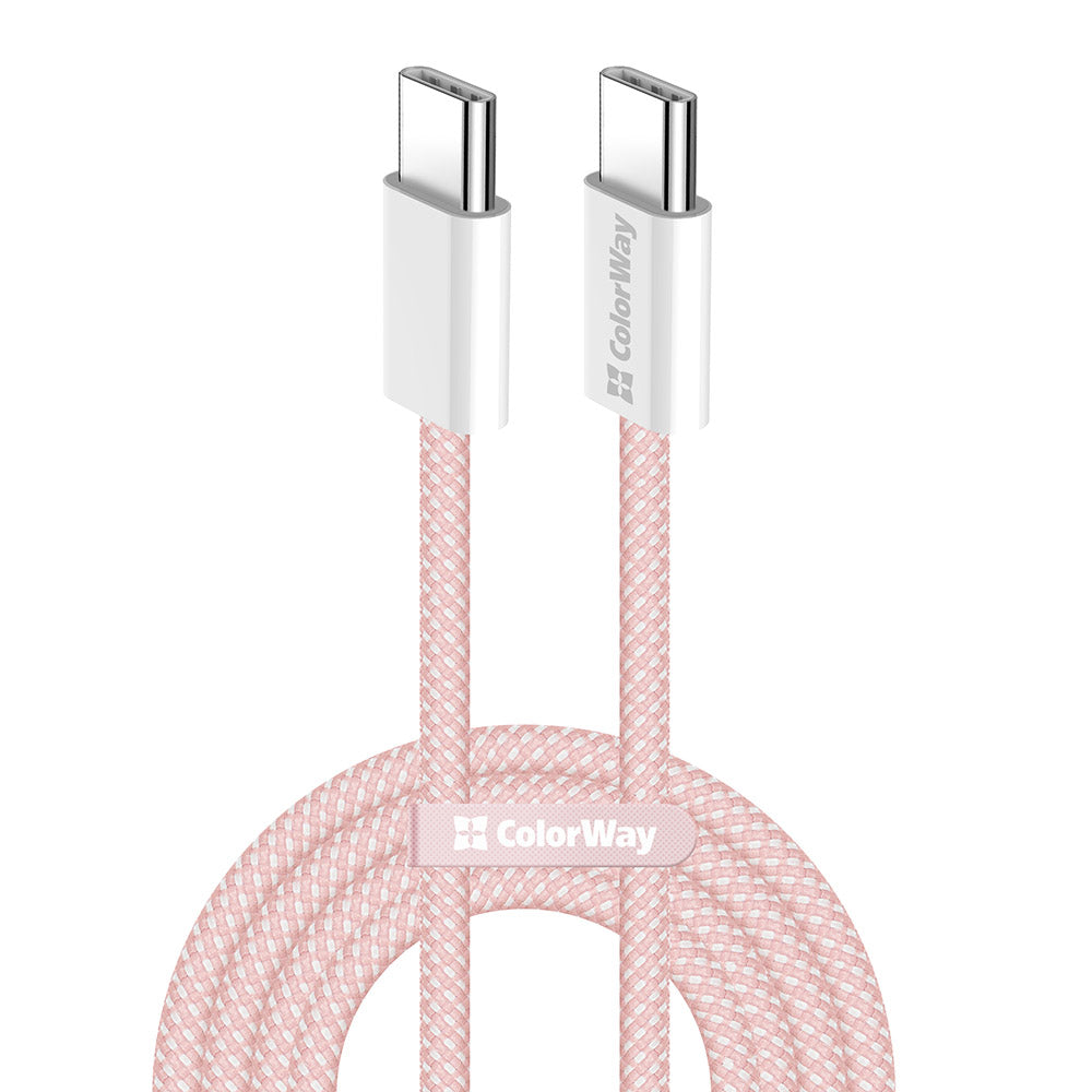 Cable de Datos y Carga USB-C - USB-C ColorWay CW-CBPDCC061, 60W, 1m, Rosa
