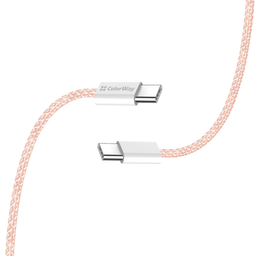 Cable de Datos y Carga USB-C - USB-C ColorWay CW-CBPDCC061, 60W, 1m, Rosa