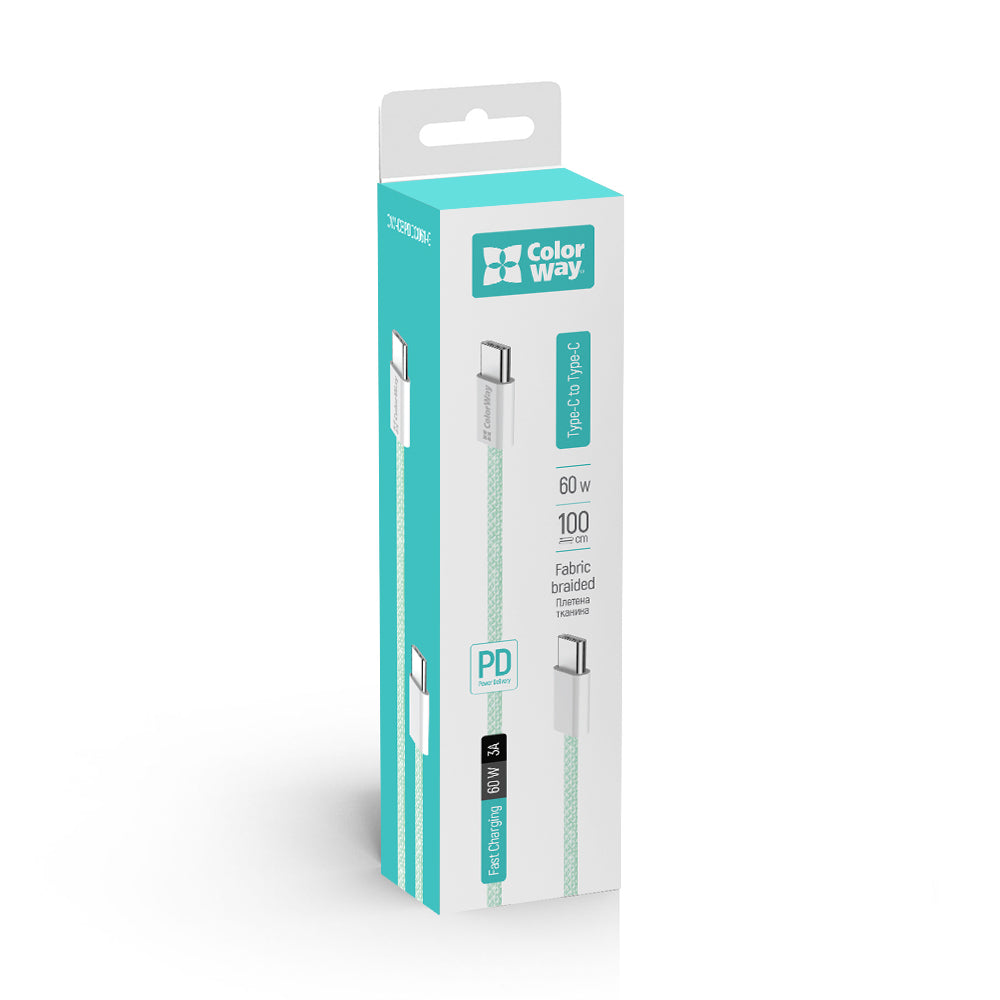 USB-C Data and Charging Cable - USB-C ColorWay CW-CBPDCC061, 60W, 1m, Green