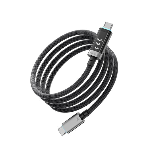 Cable de Datos y Carga USB-C - USB-C Cuktech CTC620P Display, 240W, 2m, Negro CCTC620POSBK