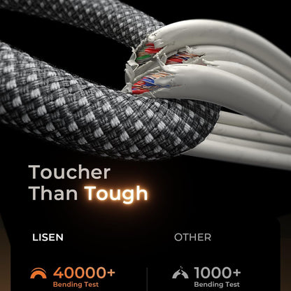 Cable de Datos y Carga USB-C - USB-C Lisen, 60W, Set 5 piezas (2 x 1m, 2 x 2m, 1 x 3m), Negro YL0123070010