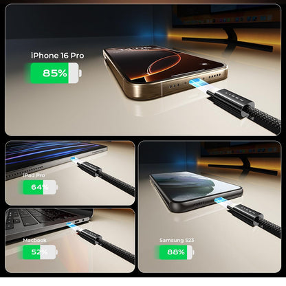 Cable de Datos y Carga USB-C - USB-C Lisen, 60W, Set 5 piezas (2 x 1m, 2 x 2m, 1 x 3m), Negro YL0123070010