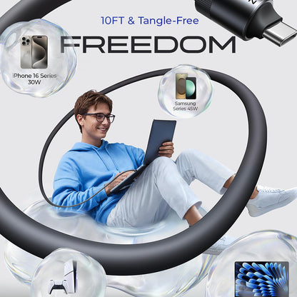 Cable de Datos y Carga USB-C - USB-C Lisen L115, 100W, 3m, Negro YL0125040001