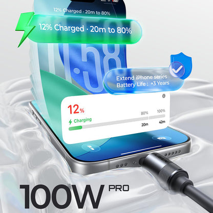 Cable de Datos y Carga USB-C - USB-C Lisen L115, 100W, 3m, Negro YL0125040001