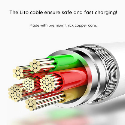 Cable de Datos y Carga USB-C - USB-C Lito LD03, 60W, 1m, Blanco
