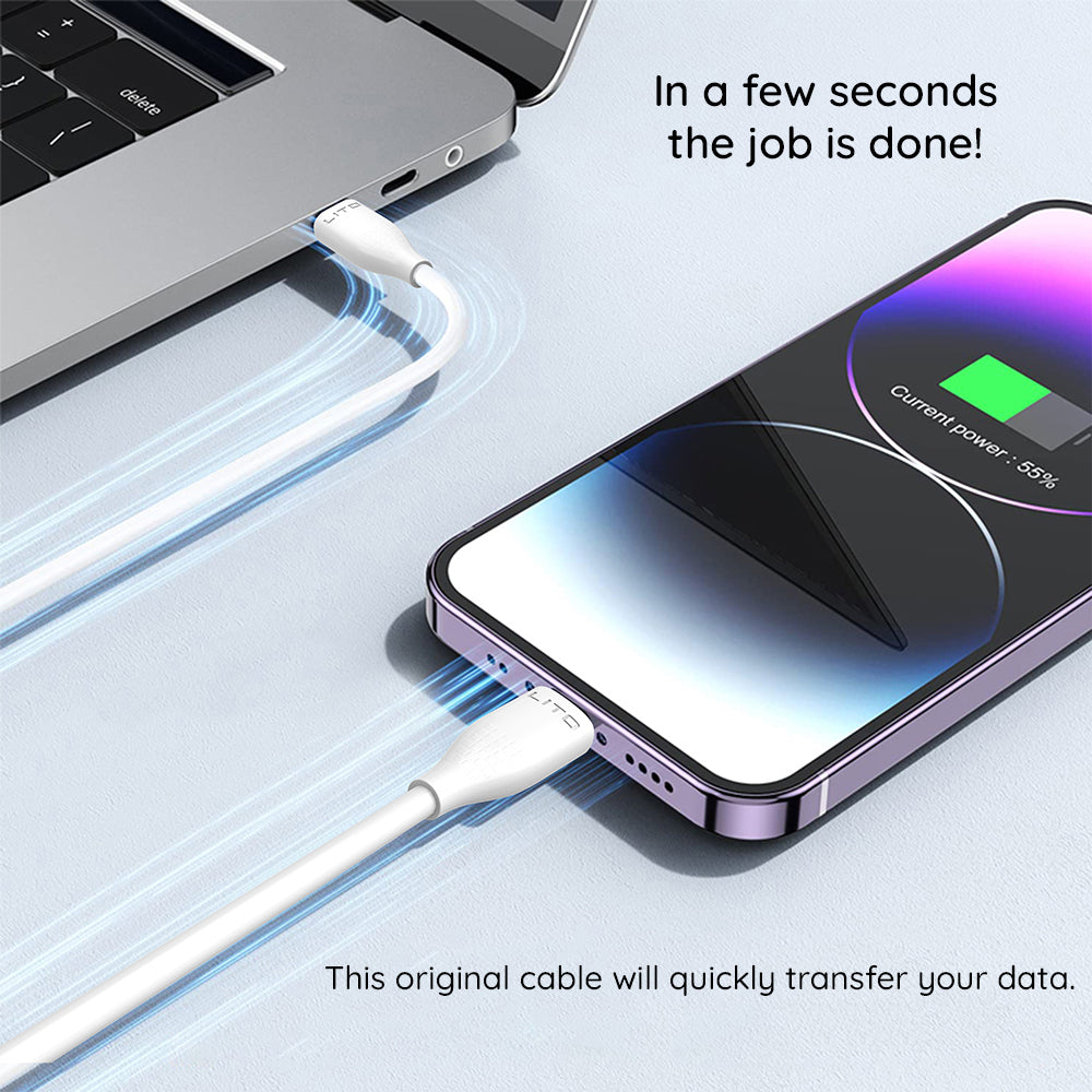 Cable de Datos y Carga USB-C - USB-C Lito LD03, 60W, 1m, Blanco