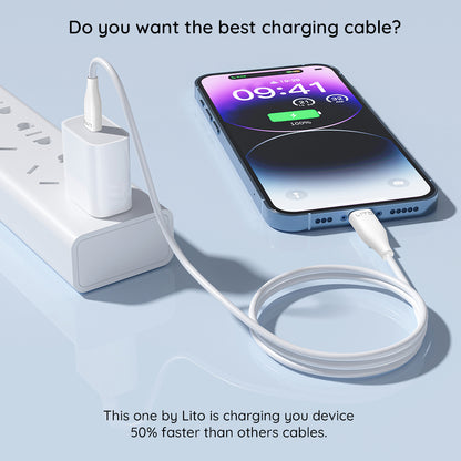 Cable de Datos y Carga USB-C - USB-C Lito LD03, 60W, 1m, Blanco