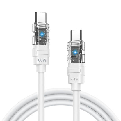 Cable de Datos y Carga USB-C - USB-C Lito LD05, 60W, 1m, Blanco