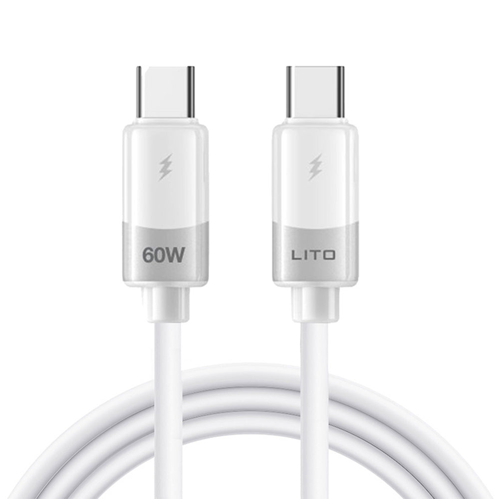 Cable de Datos y Carga USB-C - USB-C Lito LD07, 60W, 1m, Blanco