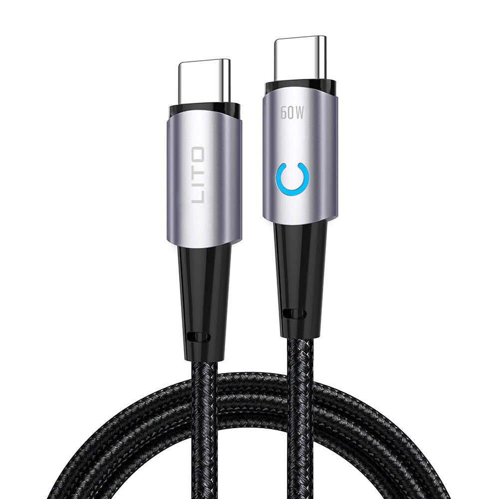 Cable de Datos y Carga USB-C - USB-C Lito LD10CC, 60W, 1m, Negro