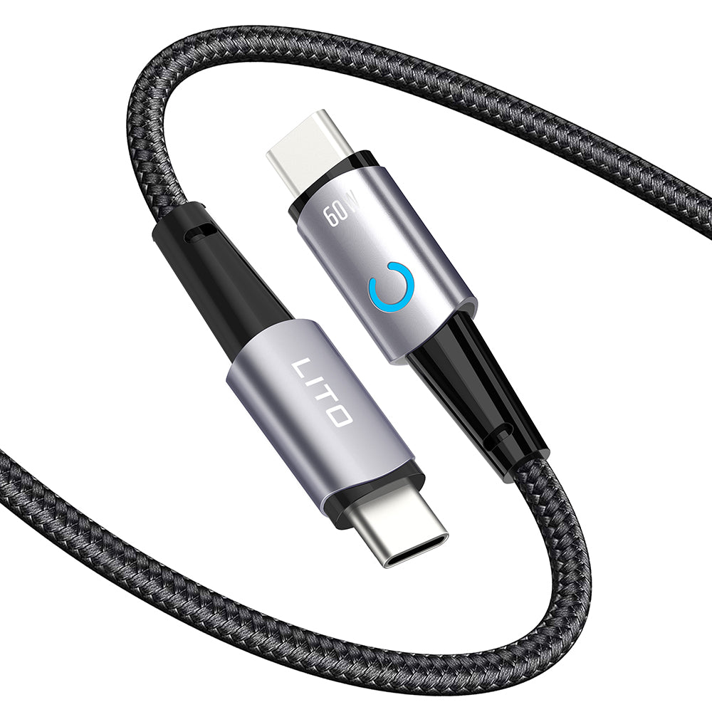 Cable de Datos y Carga USB-C - USB-C Lito LD10CC, 60W, 1m, Negro
