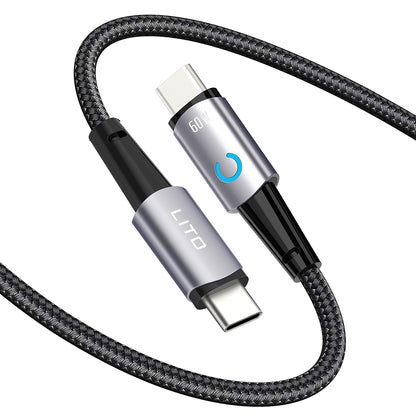 Cable de Datos y Carga USB-C - USB-C Lito LD10CC, 60W, 1m, Negro