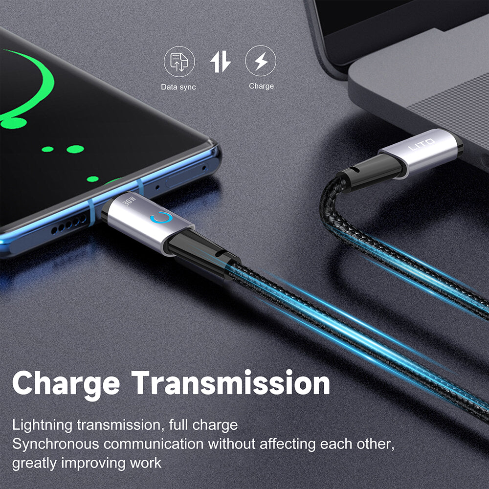 Cable de Datos y Carga USB-C - USB-C Lito LD10CC, 60W, 1m, Negro