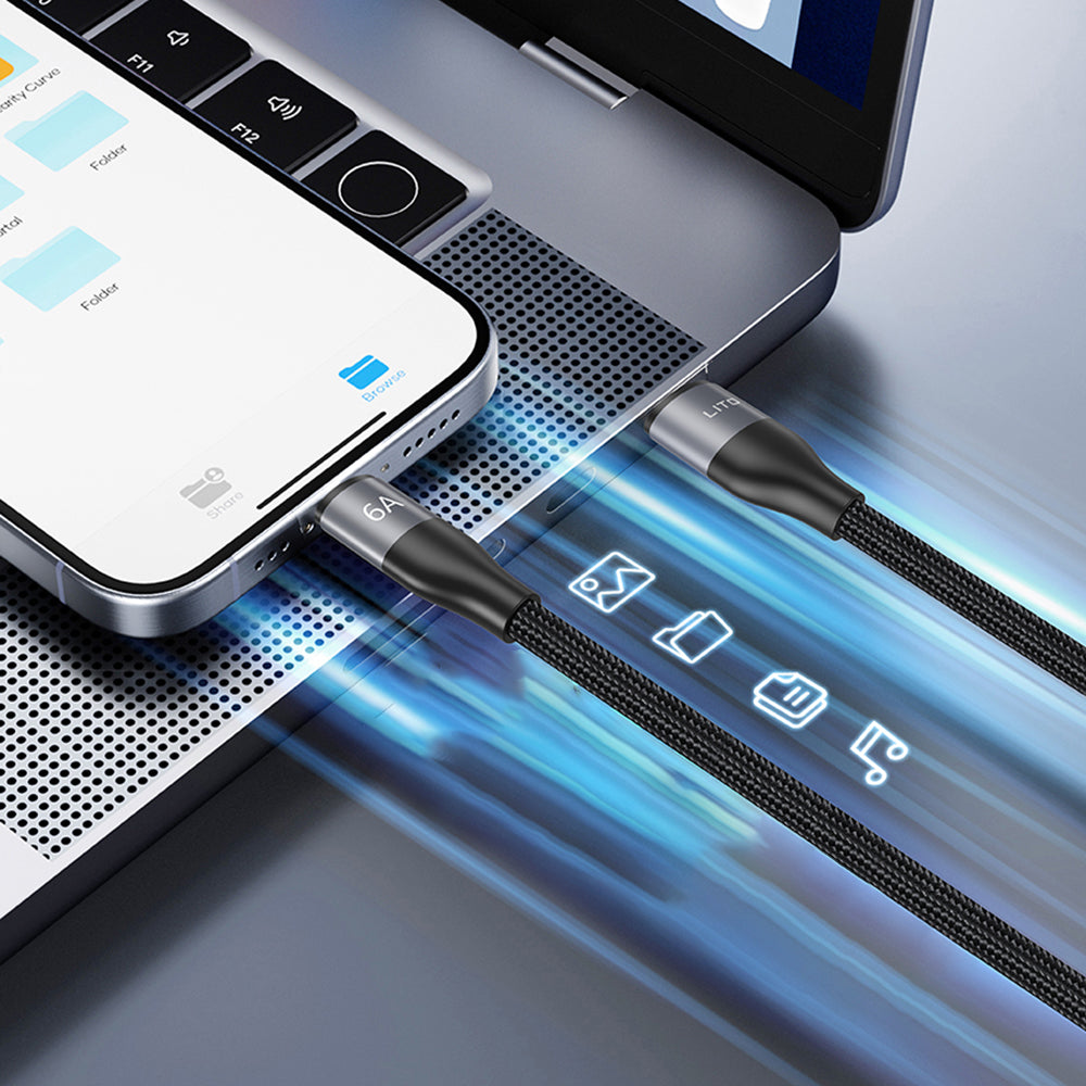 Cable de Datos y Carga USB-C - USB-C Lito LD23CC, 100W, 1m, Gris