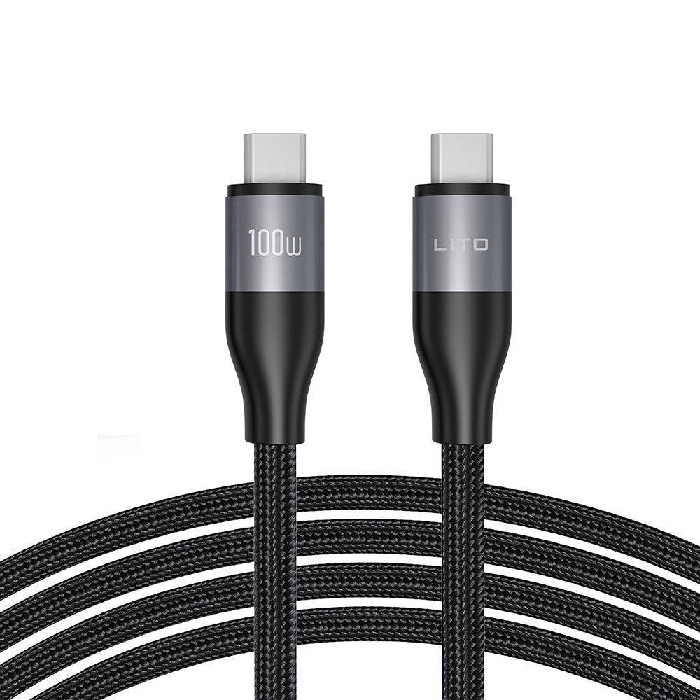 Cable de Datos y Carga USB-C - USB-C Lito LD25CC, 100W, 2m, Gris