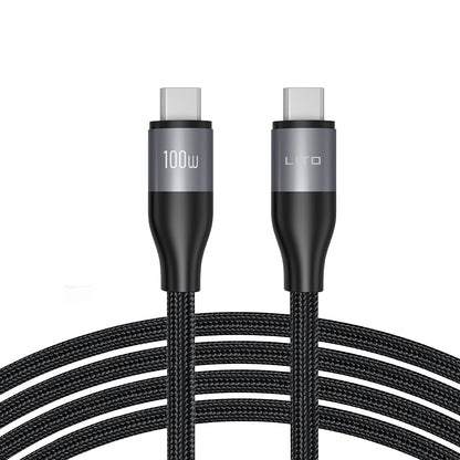 Cable de Datos y Carga USB-C - USB-C Lito LD25CC, 100W, 2m, Gris