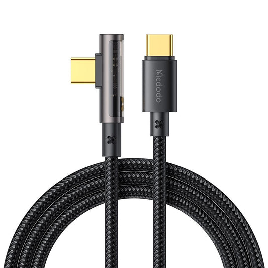 Cable de Datos y Carga USB-C - USB-C McDodo CA-3400 Angled, 100W, 1.2m, Negro