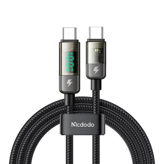 Cable de Datos y Carga USB-C - USB-C McDodo CA-3610 Display Auto Power Off, 100W, 1.2m, Negro