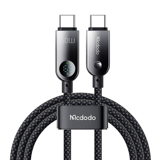 Cable de Datos y Carga USB-C - USB-C McDodo CA-4780 Display, 60W, 1.2m, Negro