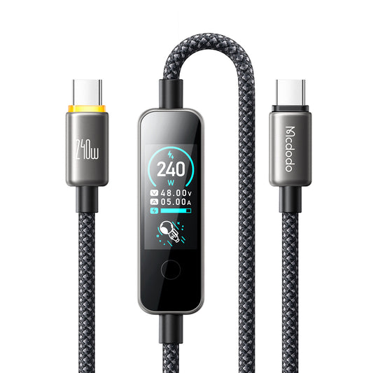 Cable de Datos y Carga USB-C - USB-C McDodo CA-8750 Display, 240W, 1.2m, Negro