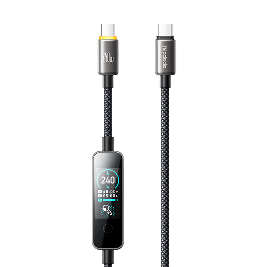 Cable de Datos y Carga USB-C - USB-C McDodo CA-8750 Display, 240W, 1.2m, Negro